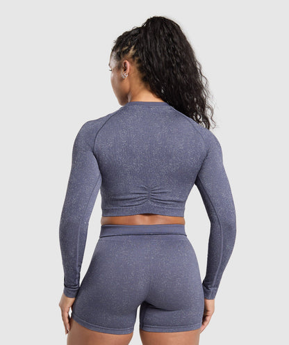 Women's Gymshark Adapt Fleck Seamless Long Sleeve Crop Top Weighted Purple