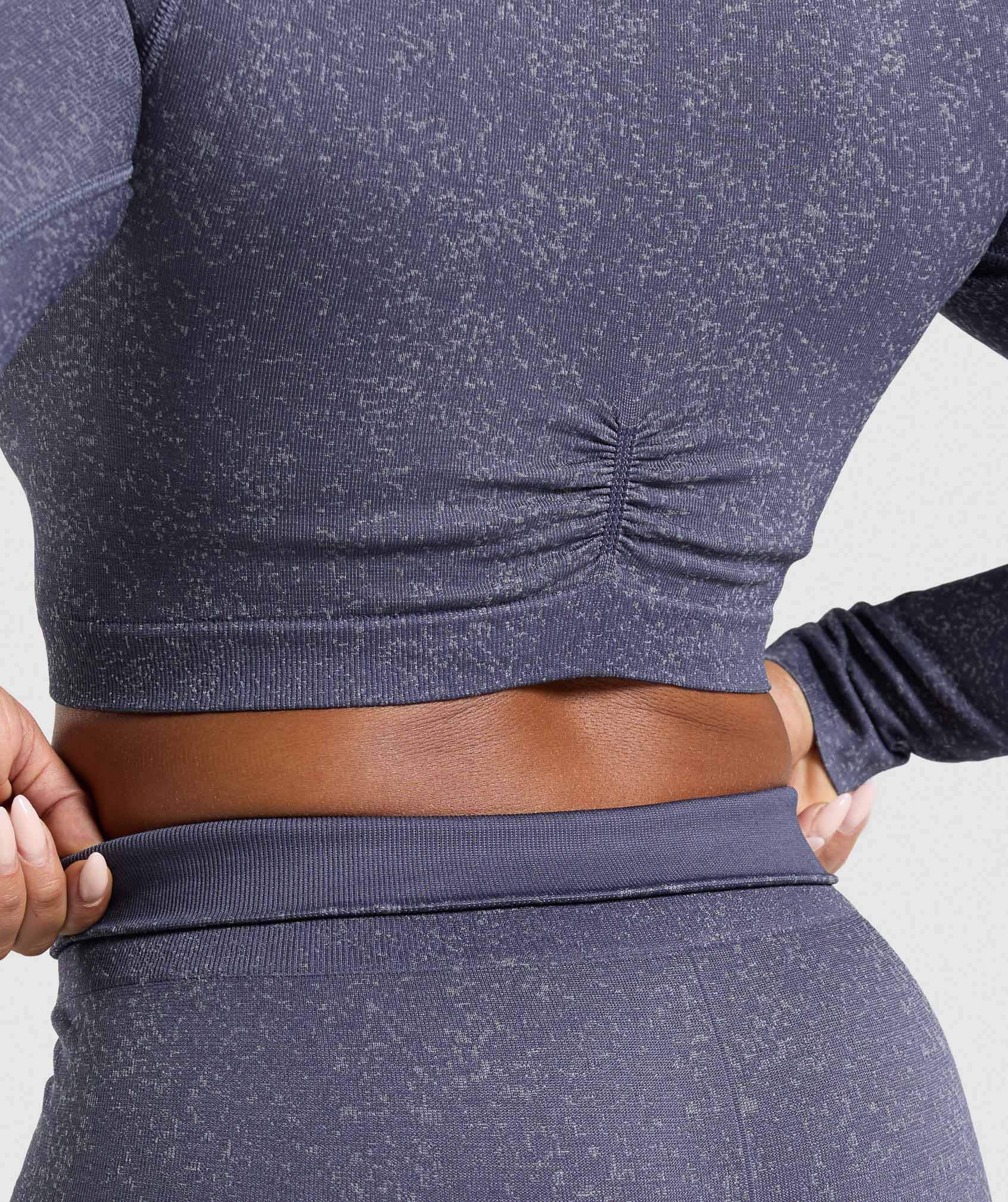 Women's Gymshark Adapt Fleck Seamless Long Sleeve Crop Top Weighted Purple