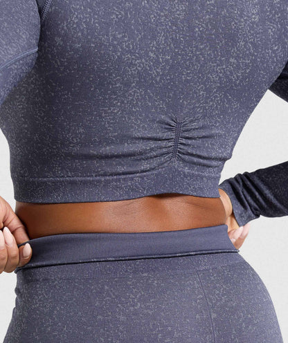 Women's Gymshark Adapt Fleck Seamless Long Sleeve Crop Top Weighted Purple