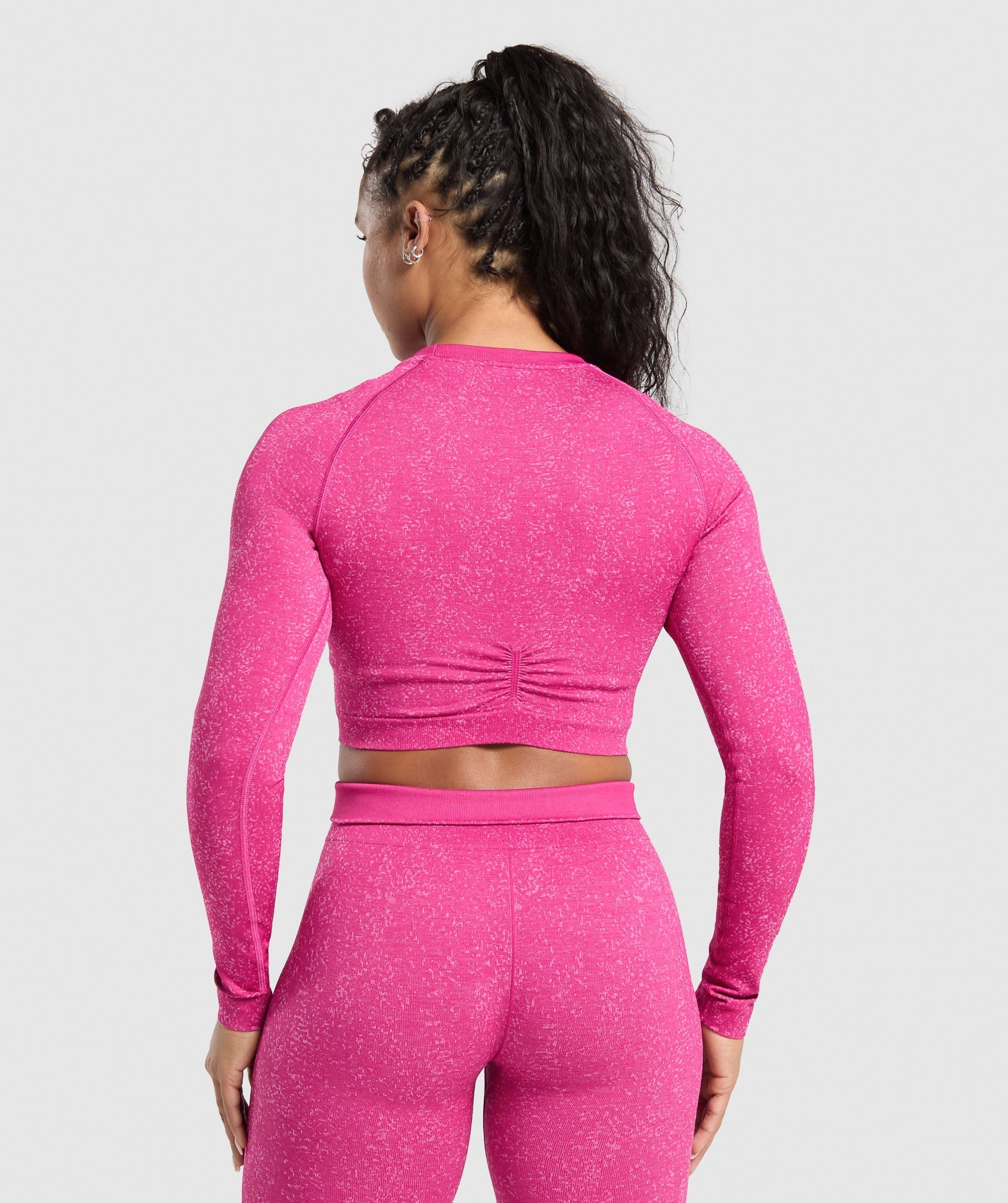 Women's Gymshark Adapt Fleck Seamless Long Sleeve Crop Top Winning Pink