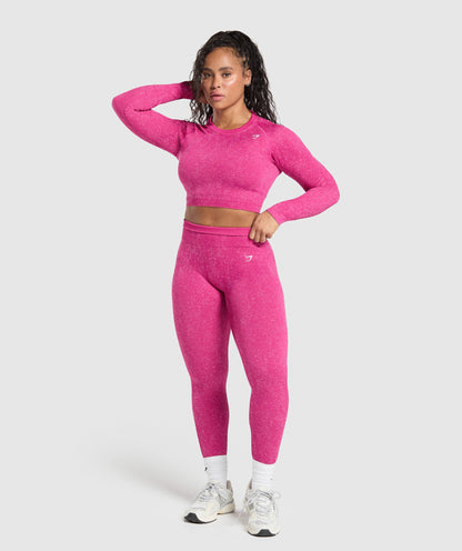 Women's Gymshark Adapt Fleck Seamless Long Sleeve Crop Top Winning Pink