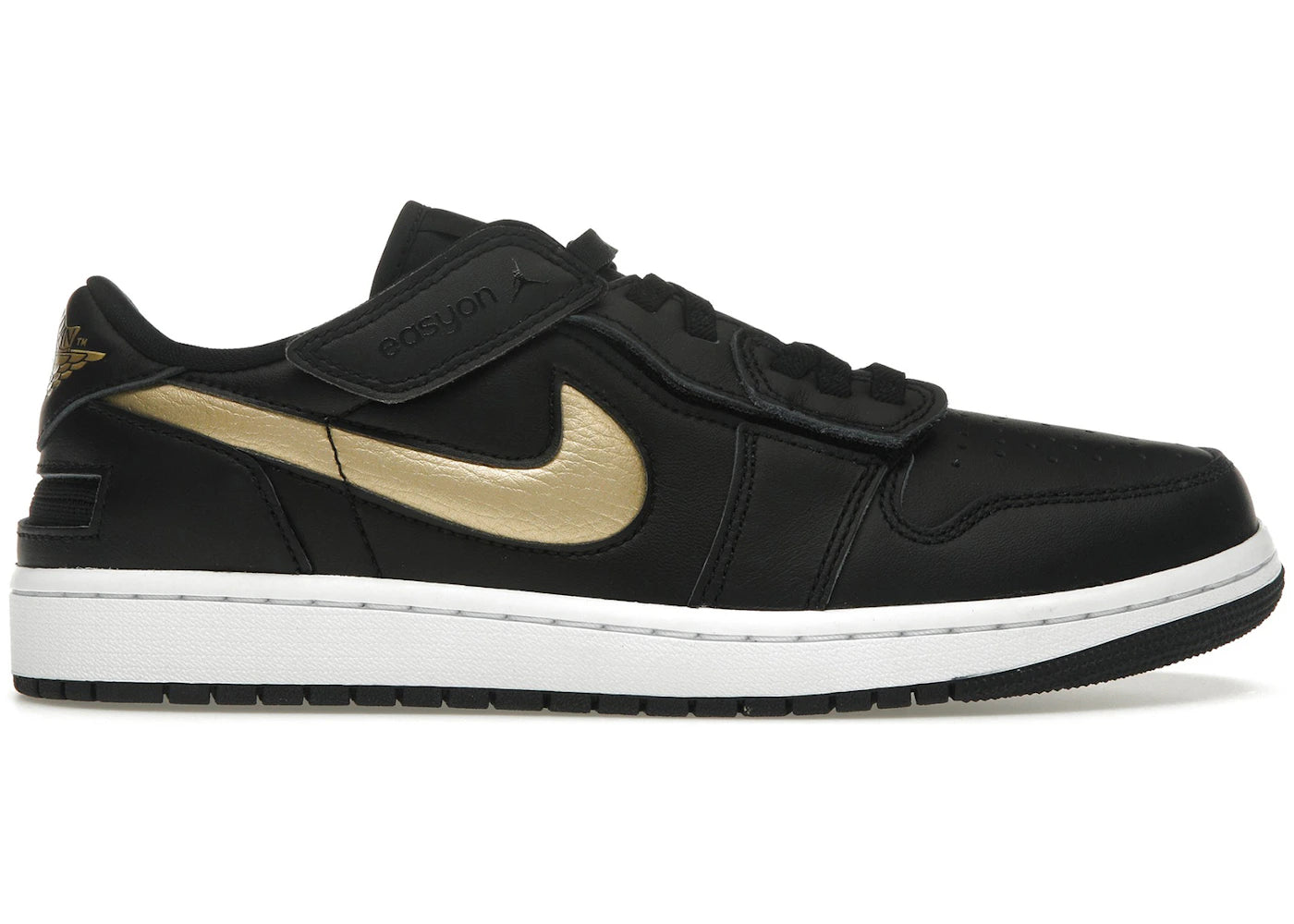 Jordan 1 Low Flyease Black White Metallic Gold