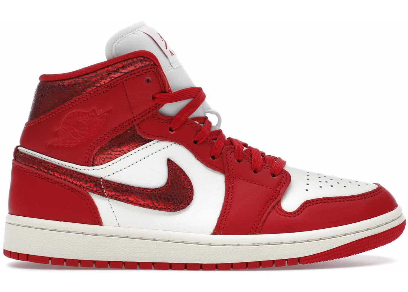 Jordan 1 Mid Se Red Cracked Leather (Women'S)