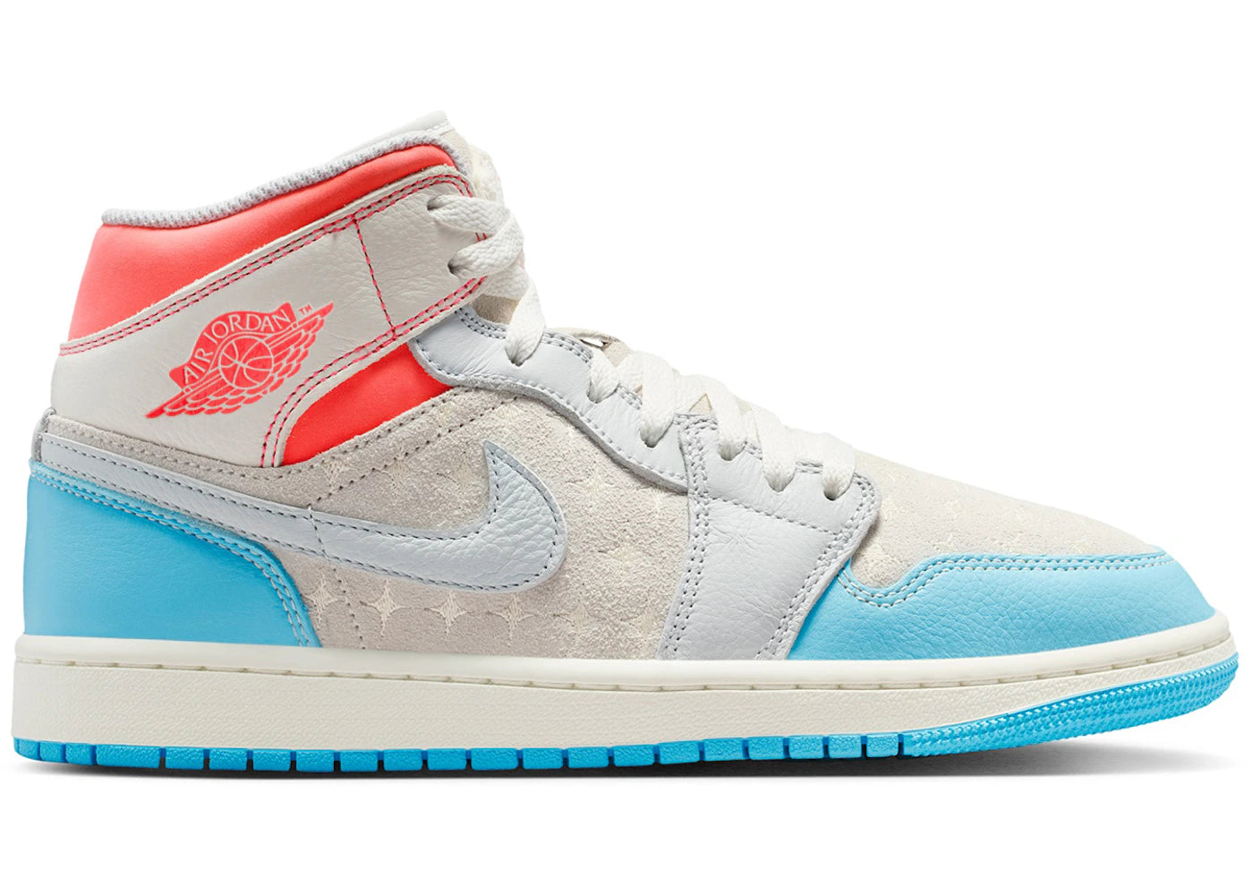 Jordan 1 Mid Sail Hot Lava Blue Chill (Women'S)