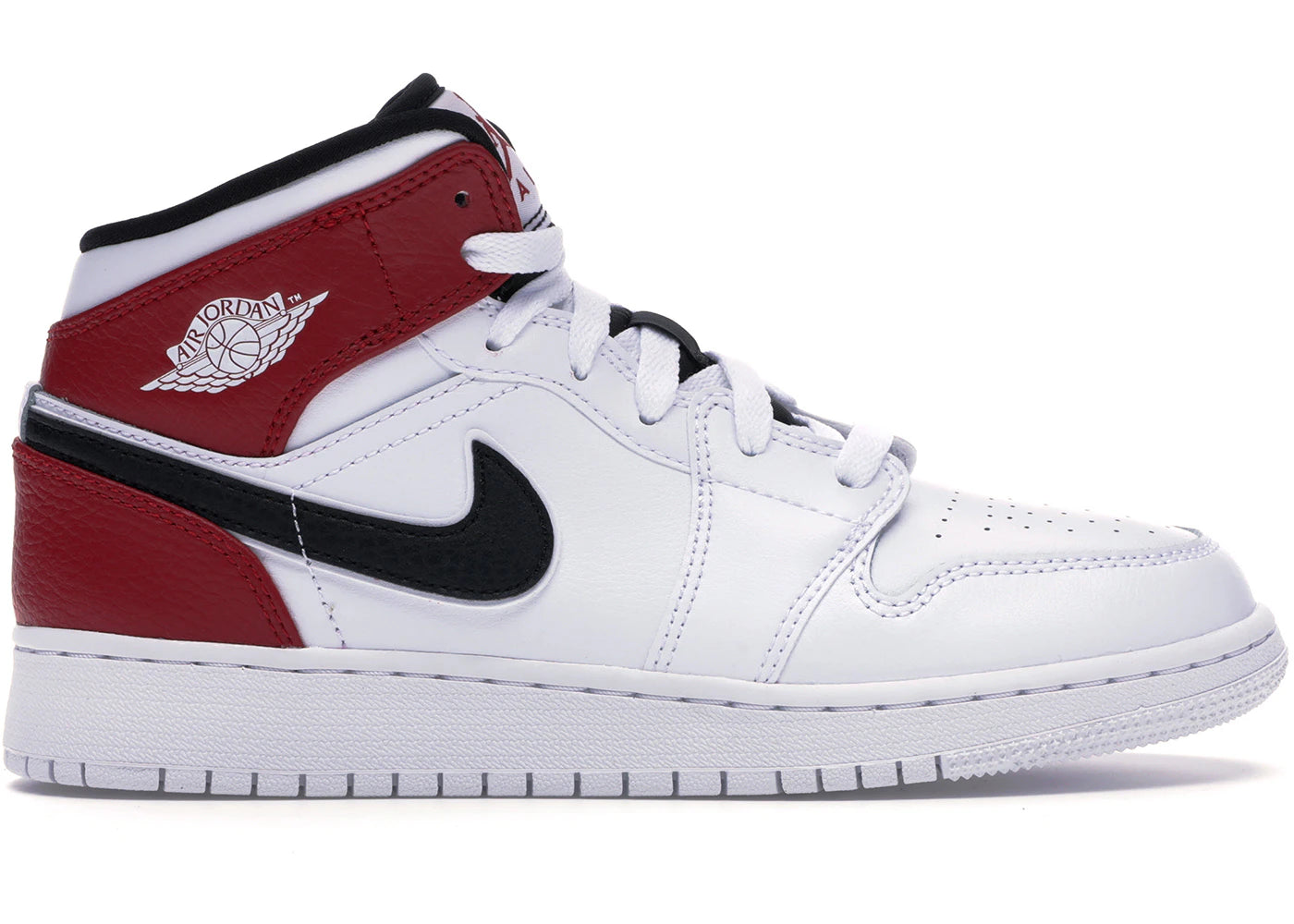 Jordan 1 Mid White Black Gym Red (Gs)