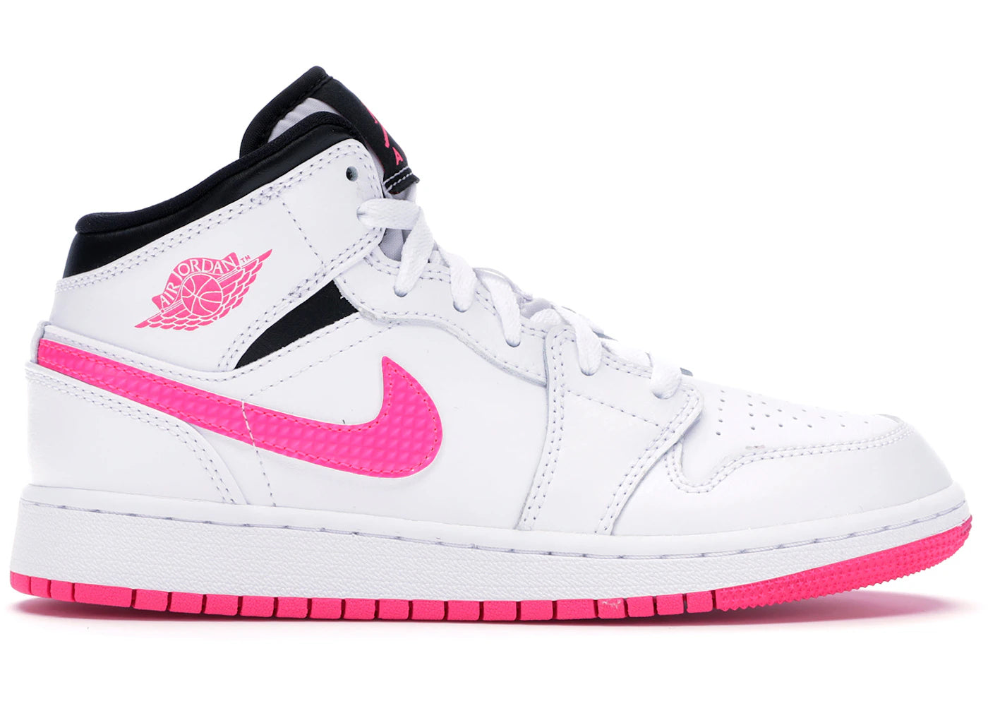 Jordan 1 Mid White Black Hyper Pink (Gs)