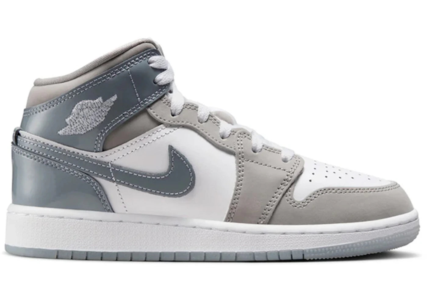 Jordan 1 Mid White Medium Cool Grey (Gs)