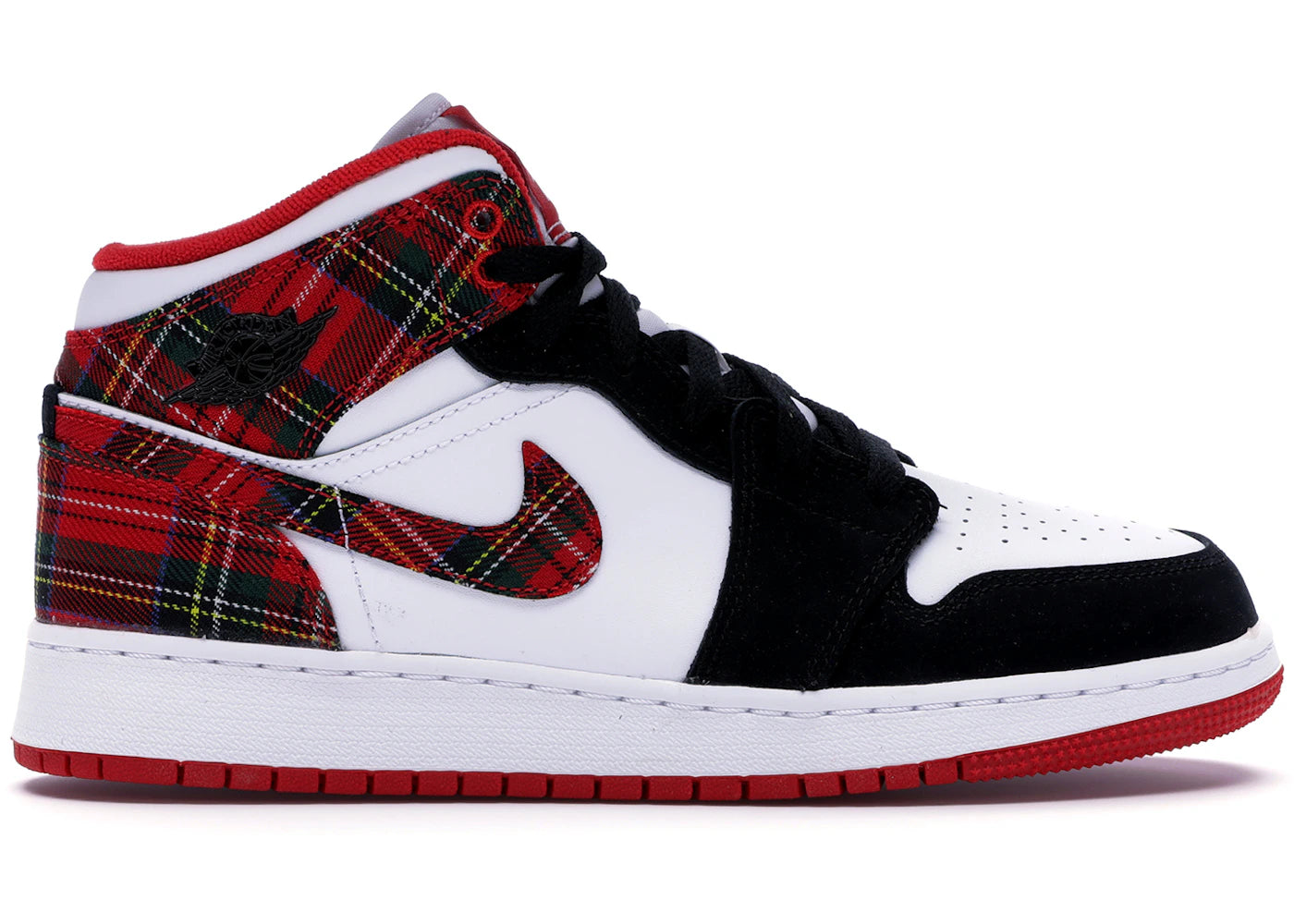 Jordan 1 Mid White Plaid (Gs)