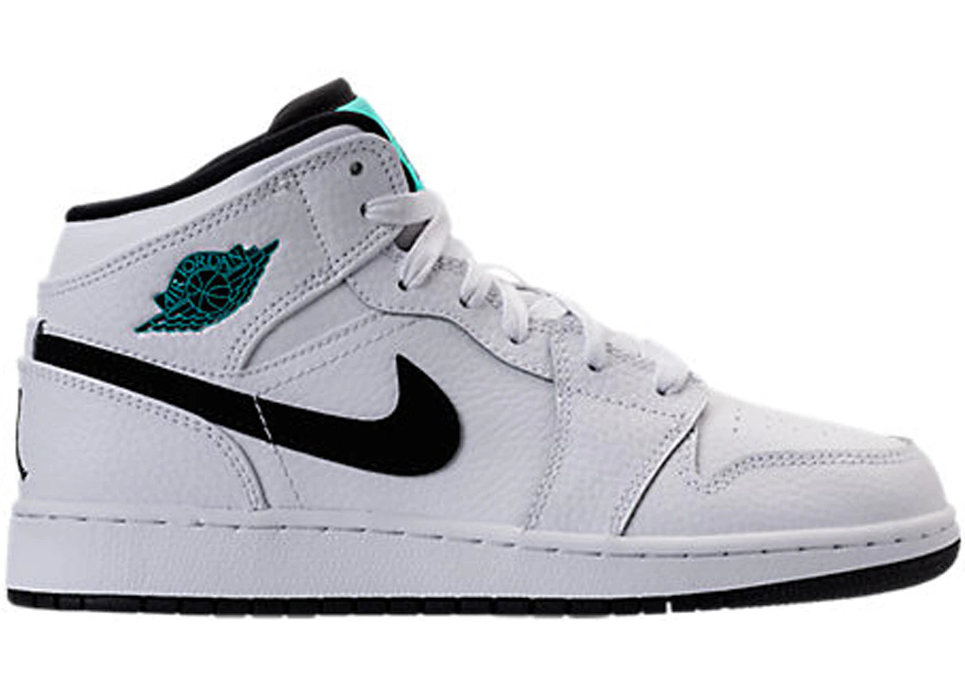 Jordan 1 Retro Mid White Black Hyper Jade (Gs)