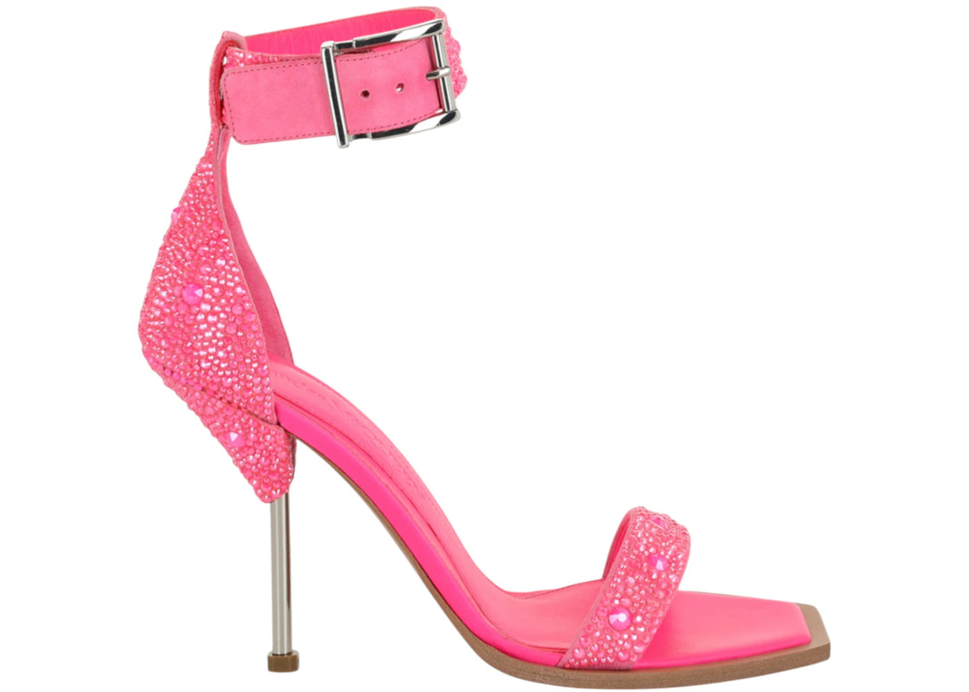 alexander mcqueen crystal embellished heel sandals pink silver (women's)