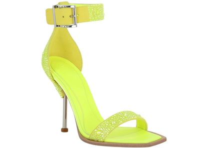 alexander mcqueen crystal embellished heel sandals yellow silver (women's)