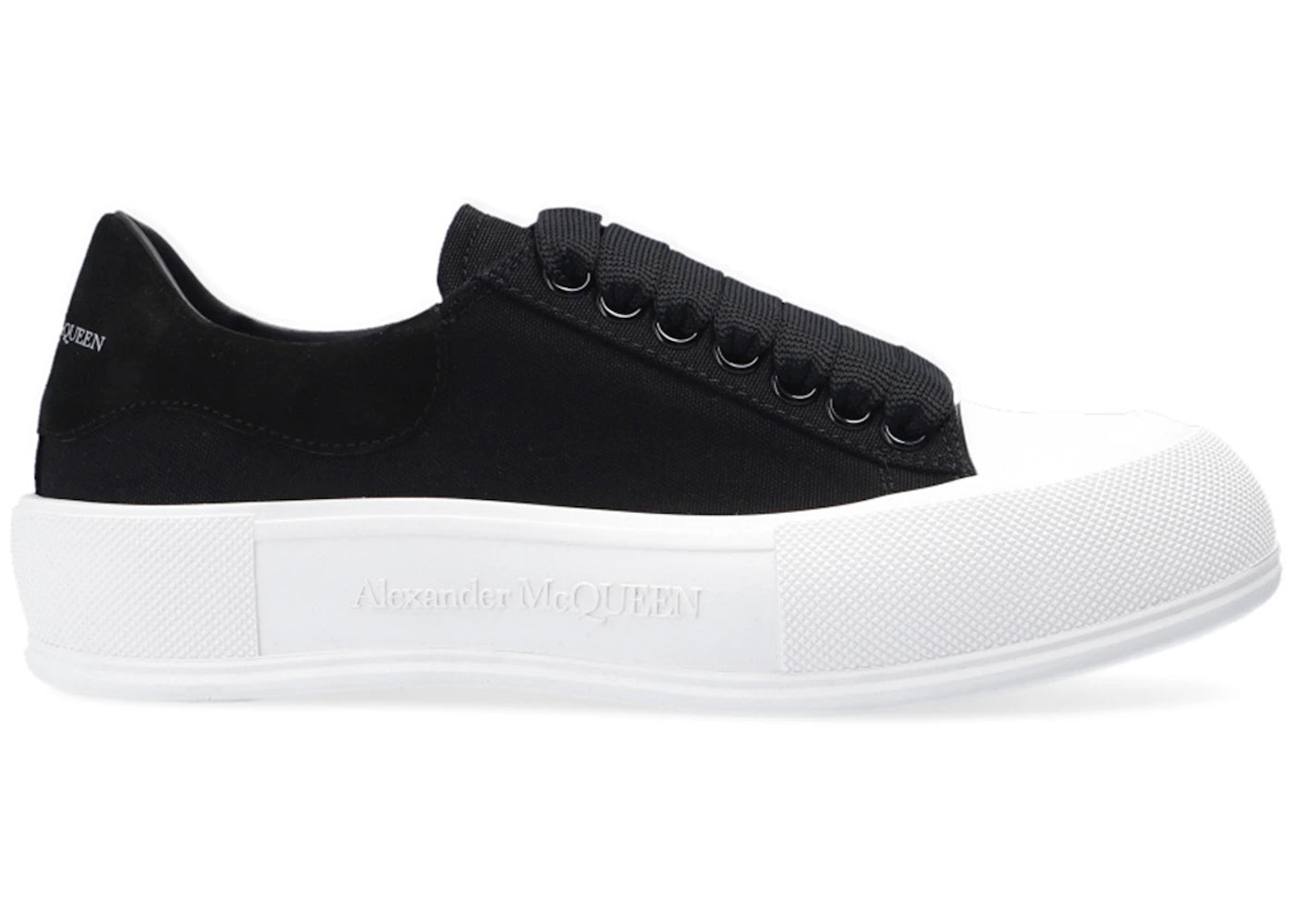 alexander mcqueen deck skate plimsoll lace-up black white (women's)