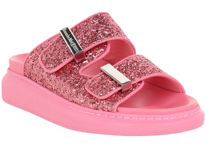 alexander mcqueen glitter hybrid sandals pink silver (women's)