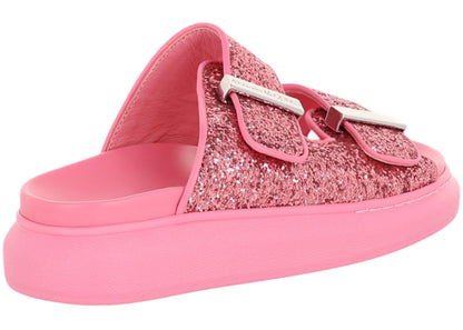 alexander mcqueen glitter hybrid sandals pink silver (women's)