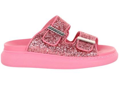 alexander mcqueen glitter hybrid sandals pink silver (women's)