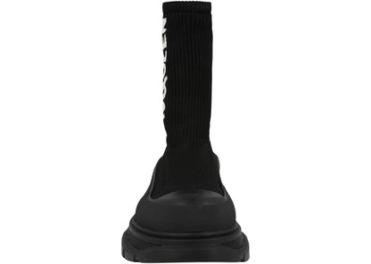 alexander mcqueen graffiti knit tread slick boot black