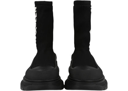 alexander mcqueen graffiti knit tread slick boot black