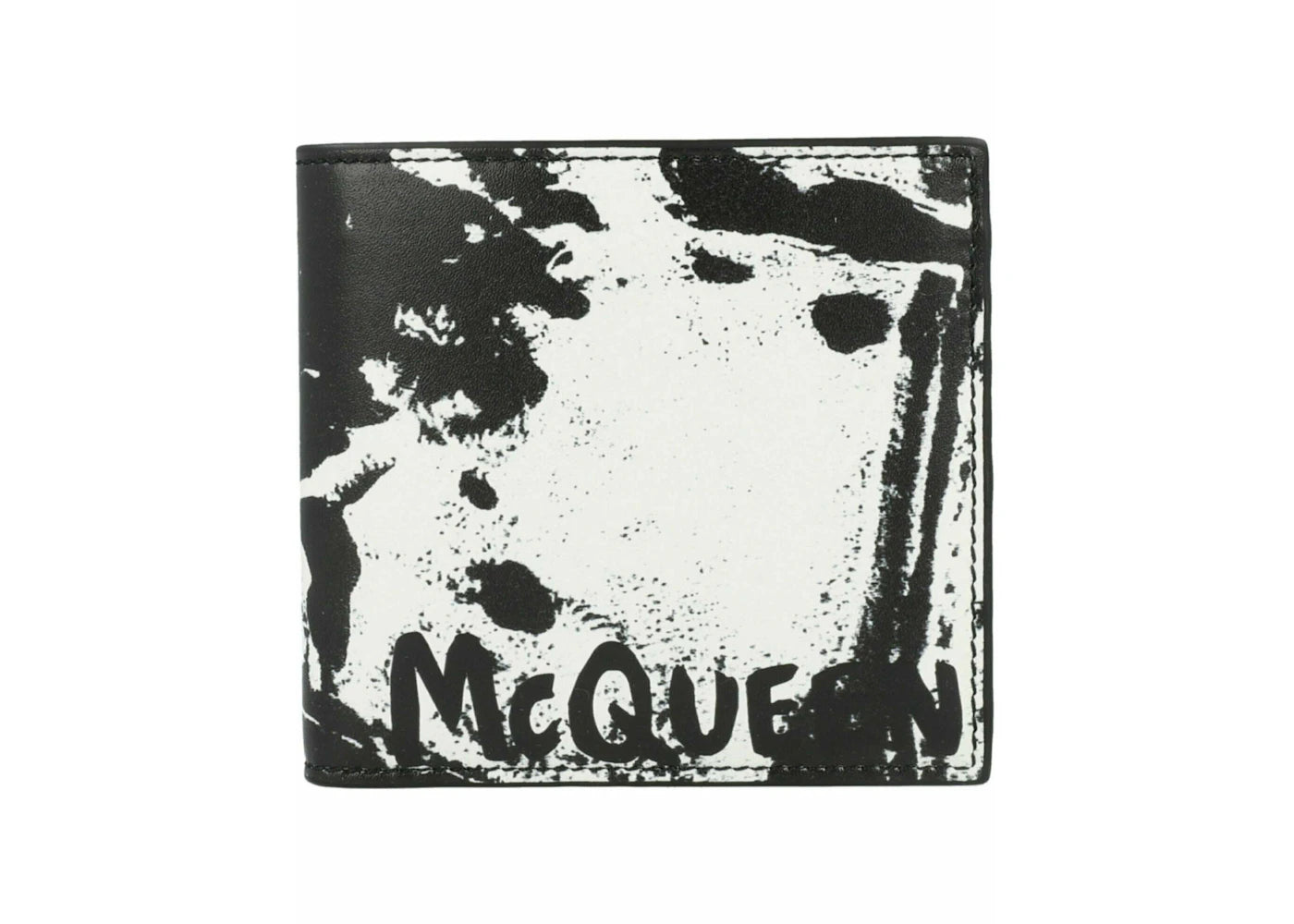 alexander mcqueen graffiti logo bi-fold wallet black/white 