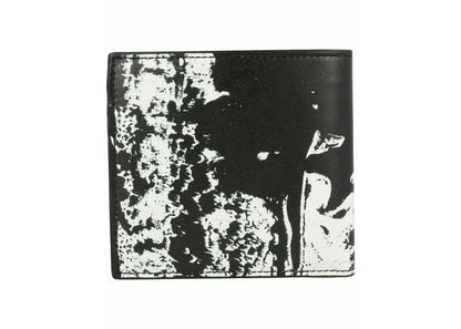 alexander mcqueen graffiti logo bi-fold wallet black/white 