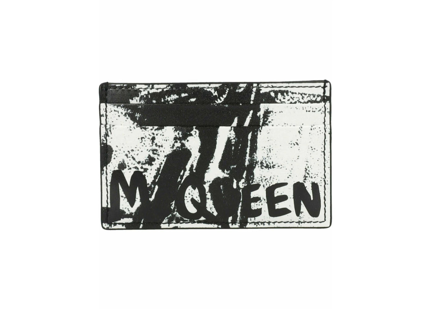 alexander mcqueen graffiti logo card holder black/white 