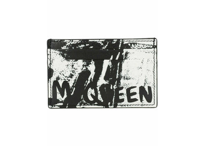alexander mcqueen graffiti logo card holder black/white 