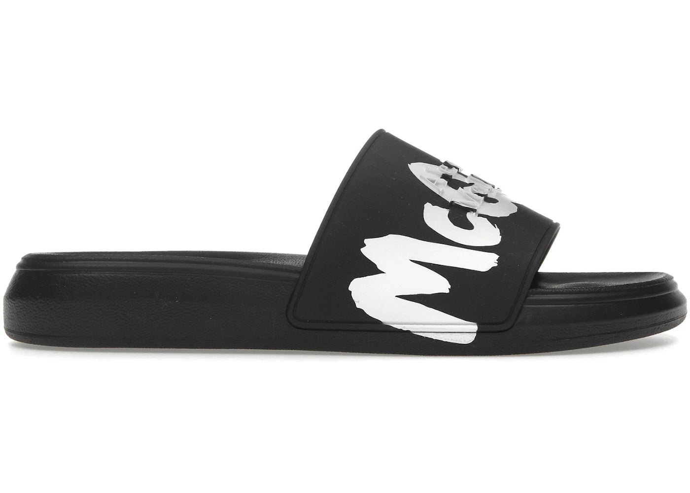 Alexander Mcqueen Grafitti Logo Slide Black White