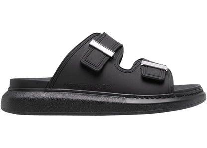 Alexander Mcqueen Hybrid Buckled Rubber Sandals Black Silver (Women'S)