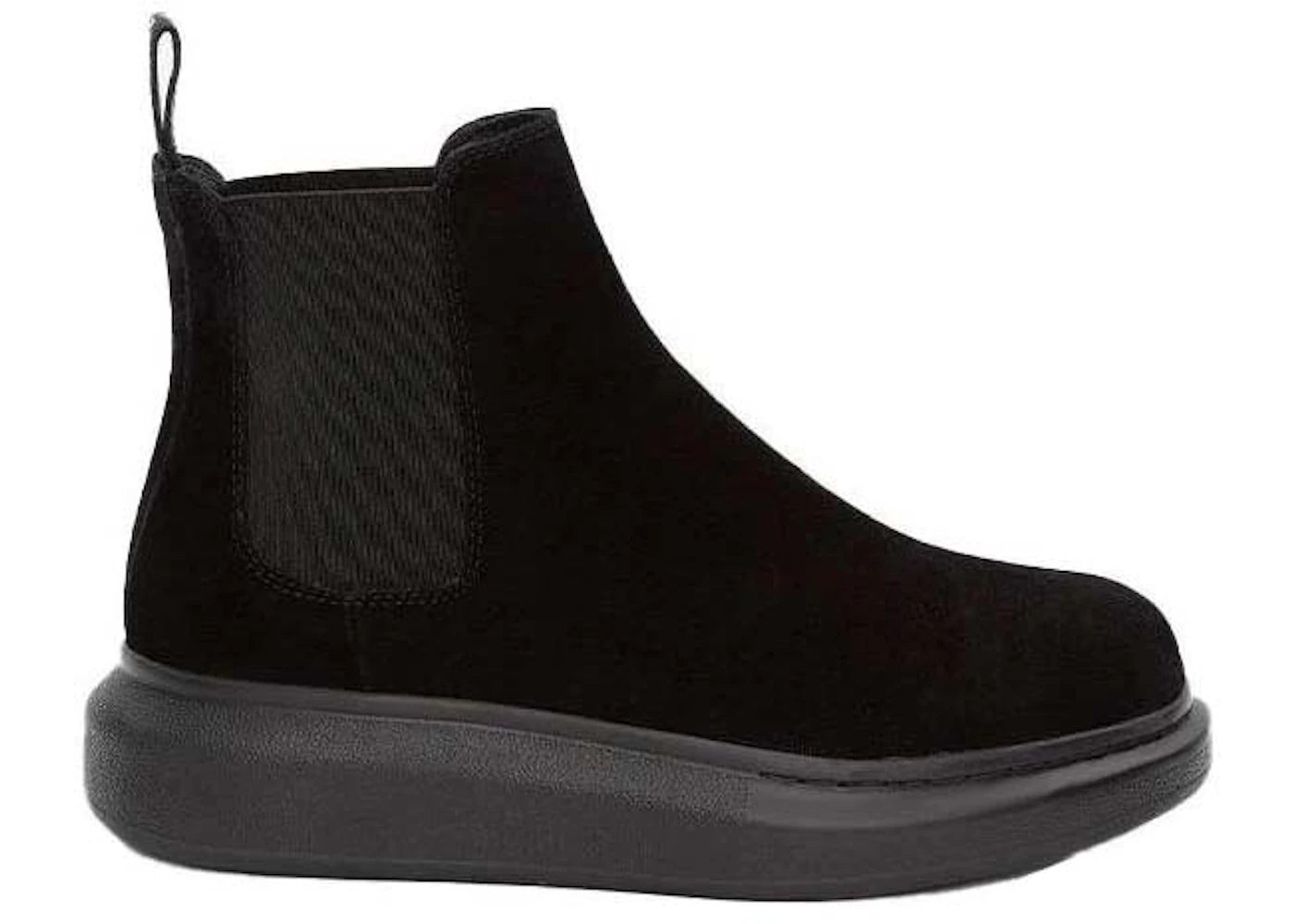 alexander mcqueen hybrid chelsea boot black suede (women's)