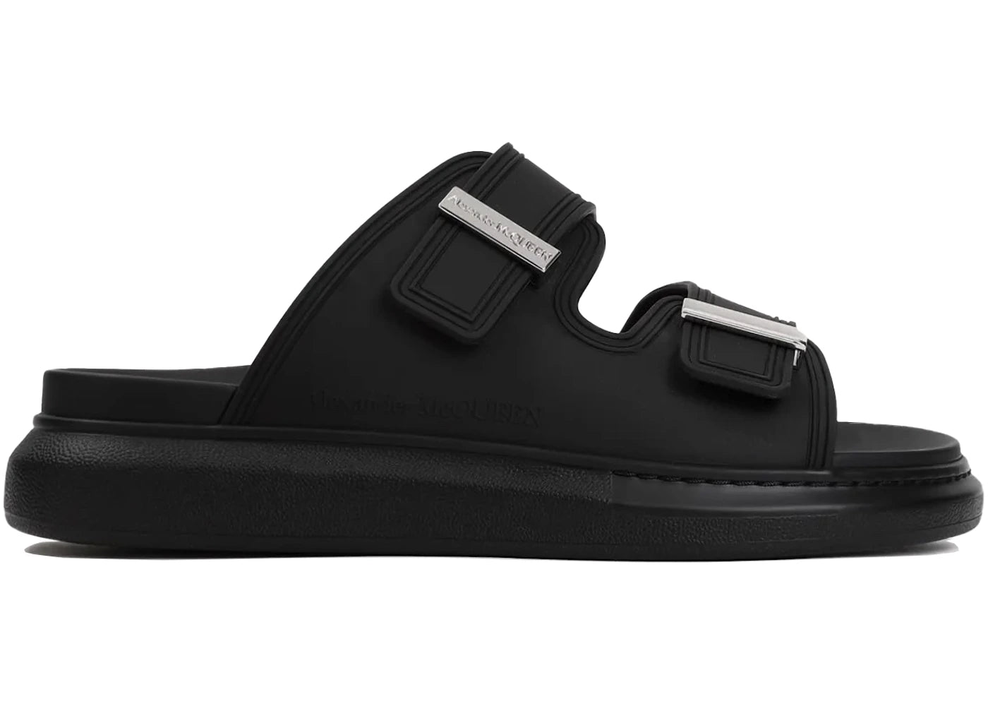 alexander mcqueen hybrid double buckle sandal black