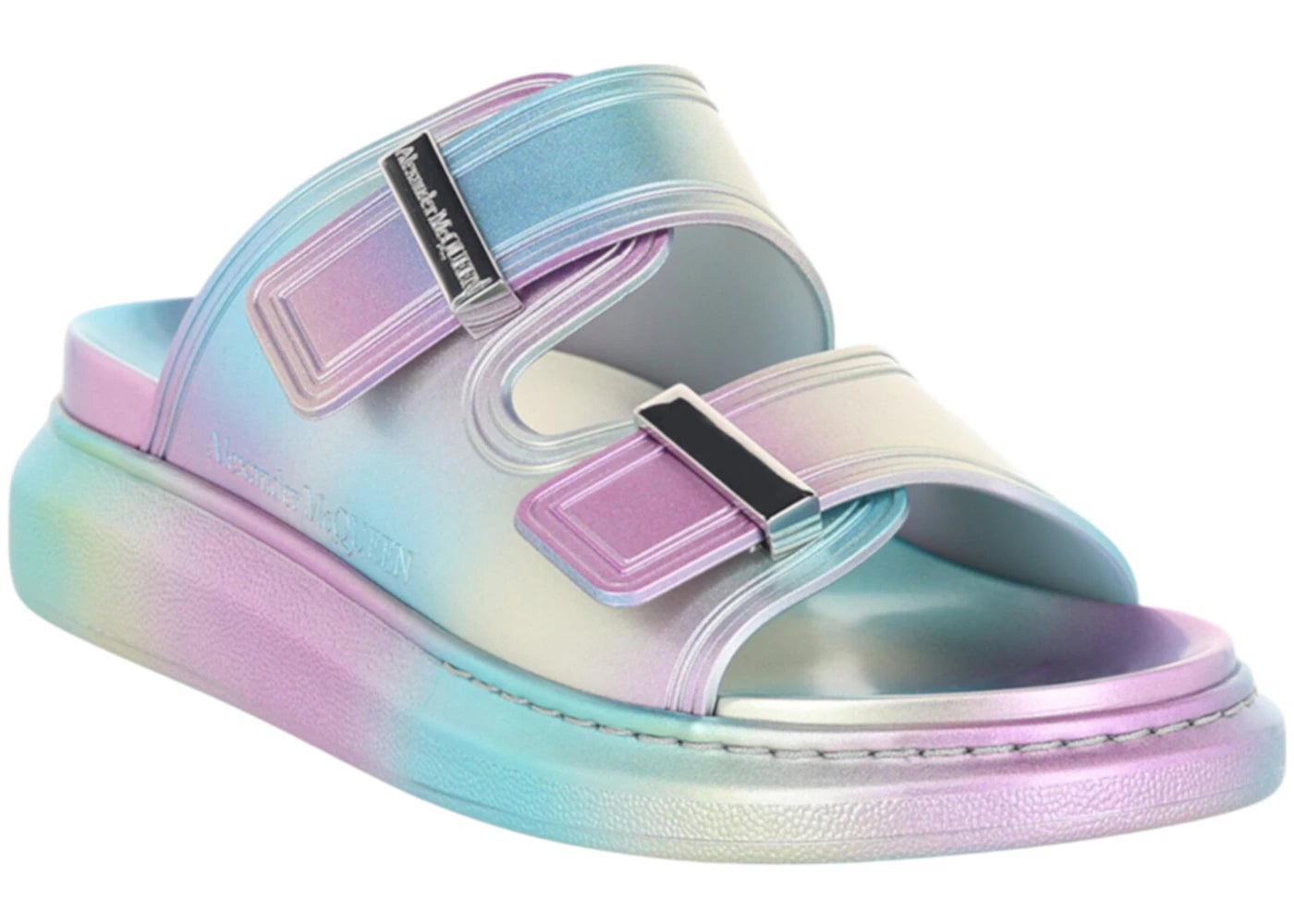 alexander mcqueen hybrid slides silver (women's)