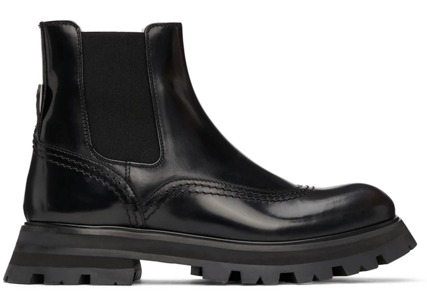 Alexander Mcqueen Leather Brogue Boot Black Natural (Women'S)