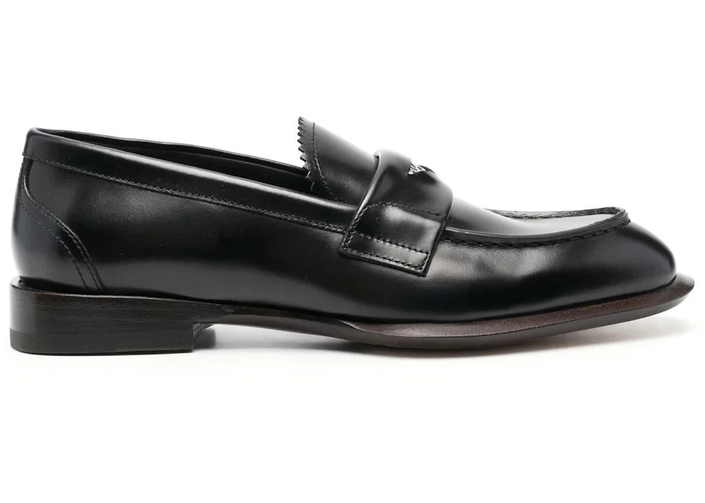 Alexander Mcqueen Leather Coin-Embellished Penny Loafer Black
