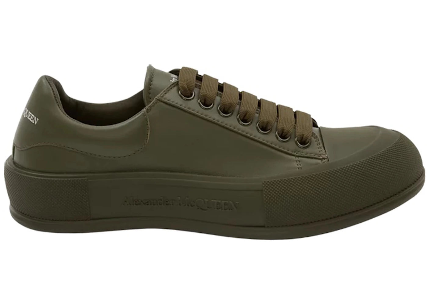 Alexander Mcqueen Leather Deck Plimsoll Khaki