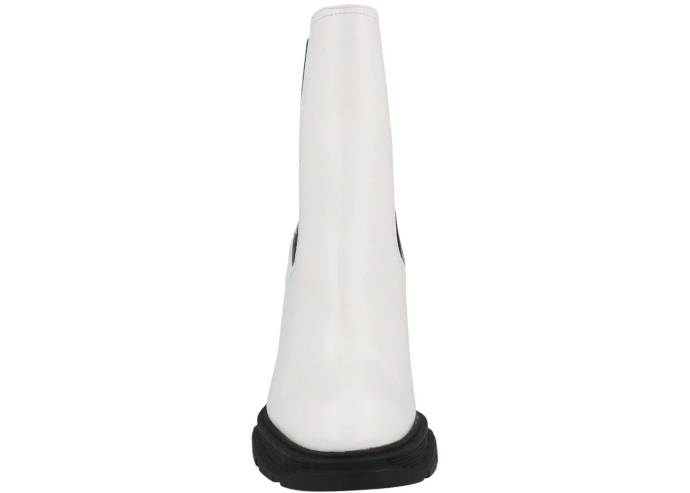 alexander mcqueen leather heeled chelsea boot ivory black (women's)