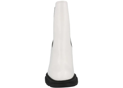 alexander mcqueen leather heeled chelsea boot ivory black (women's)