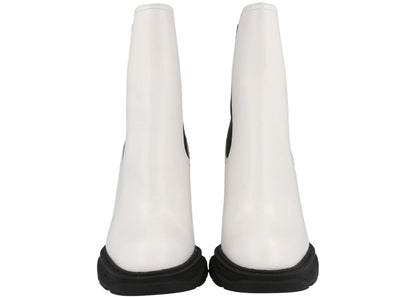 alexander mcqueen leather heeled chelsea boot ivory black (women's)