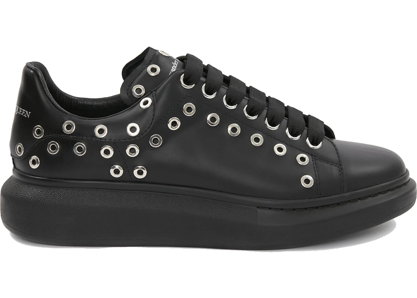 alexander mcqueen oversized black silver eyelets