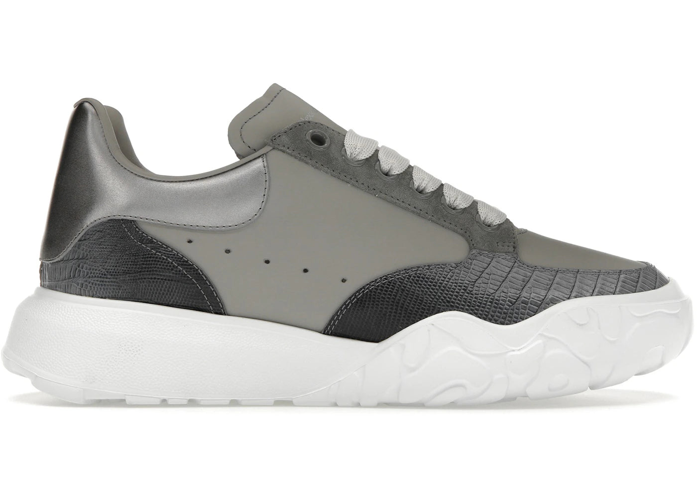 Alexander Mcqueen Oversized Court Trainer Grey Silver Navy White