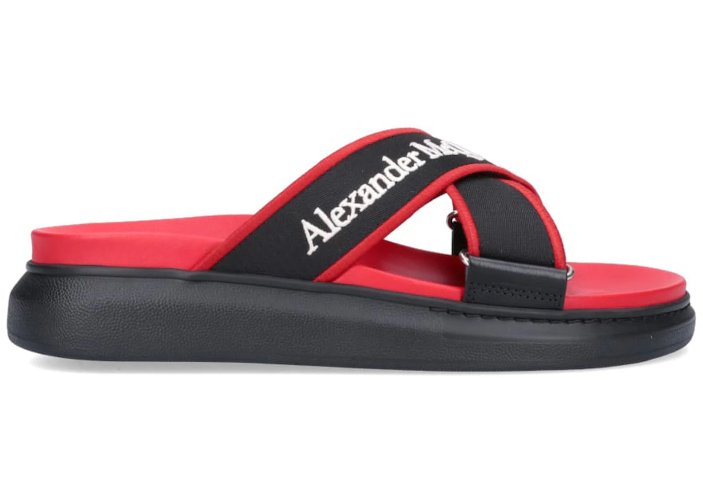 Alexander Mcqueen Oversized Hybrid Slide Red Black