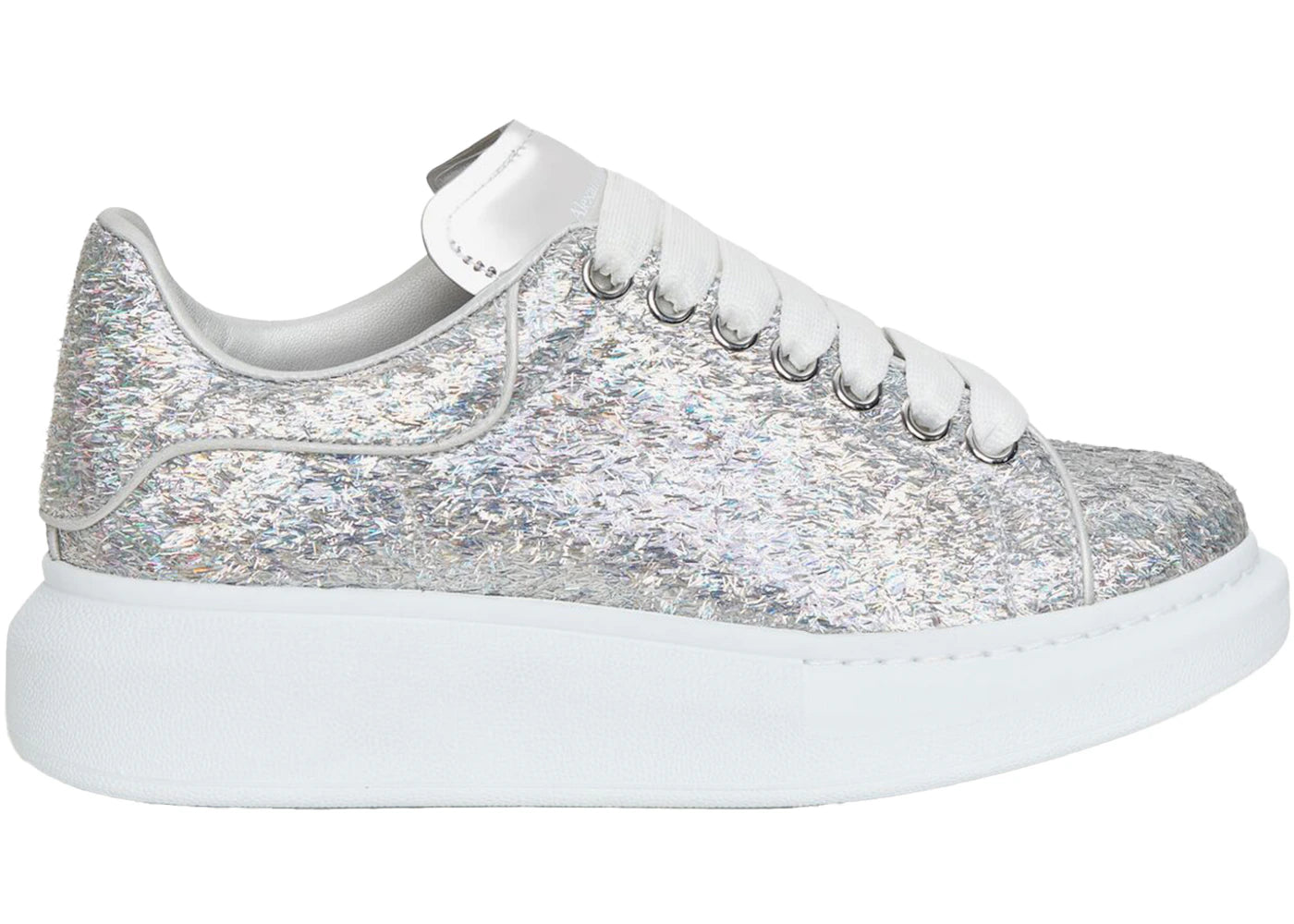 alexander mcqueen oversized silver holographics glitter (women's)