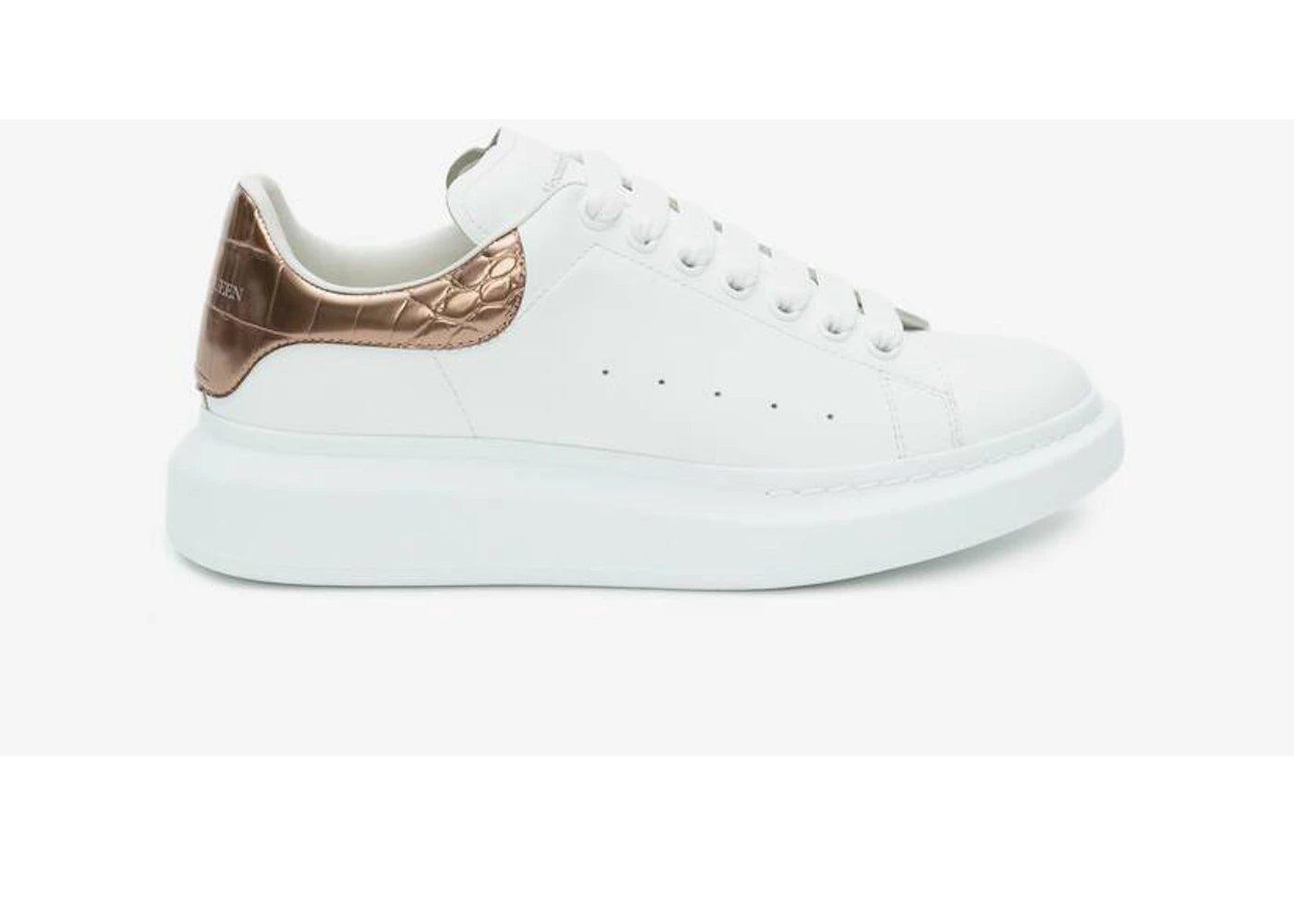 Alexander Mcqueen Oversized White Rose Gold Croco