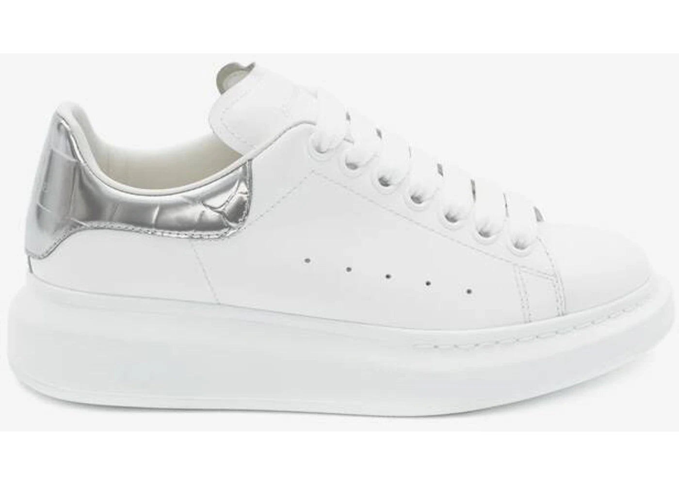 Alexander Mcqueen Oversized White Silver Croco (Women'S)