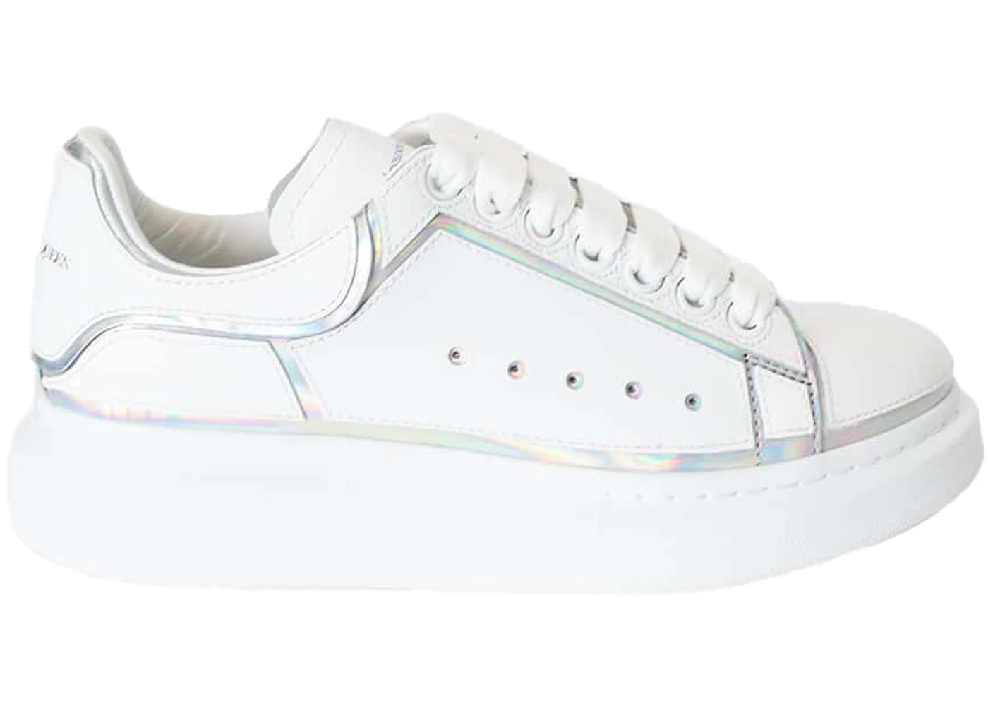 alexander mcqueen oversized white silver hologram trim