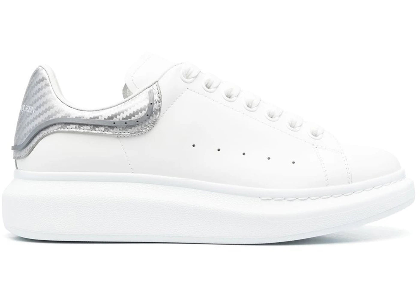 alexander mcqueen oversized white silver metallic