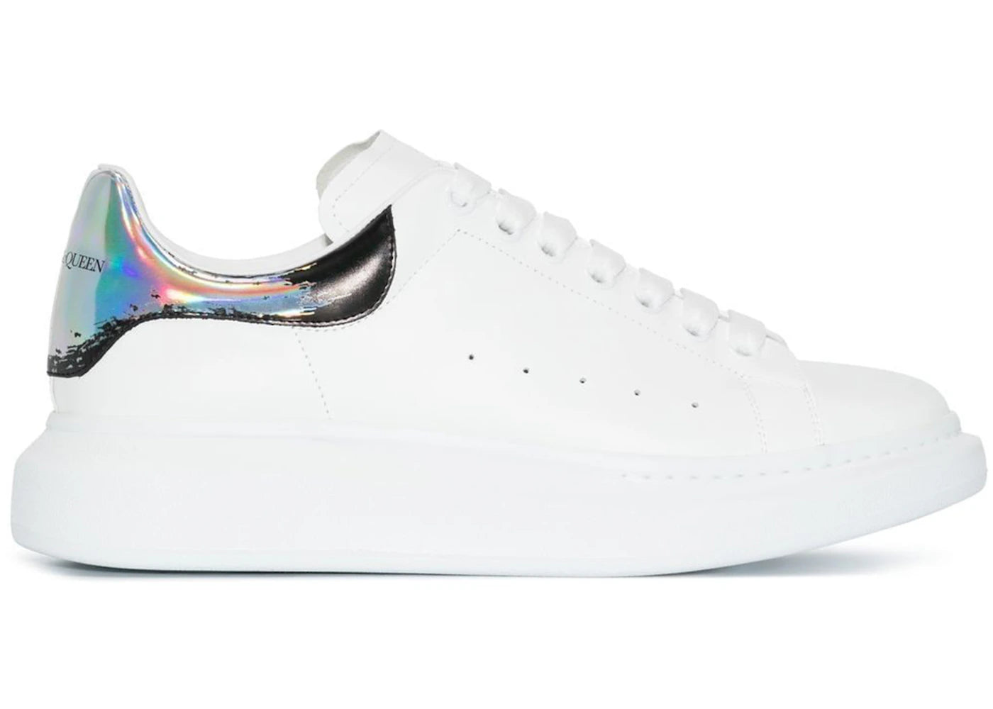 Alexander Mcqueen Oversized White White Iridescent Silver