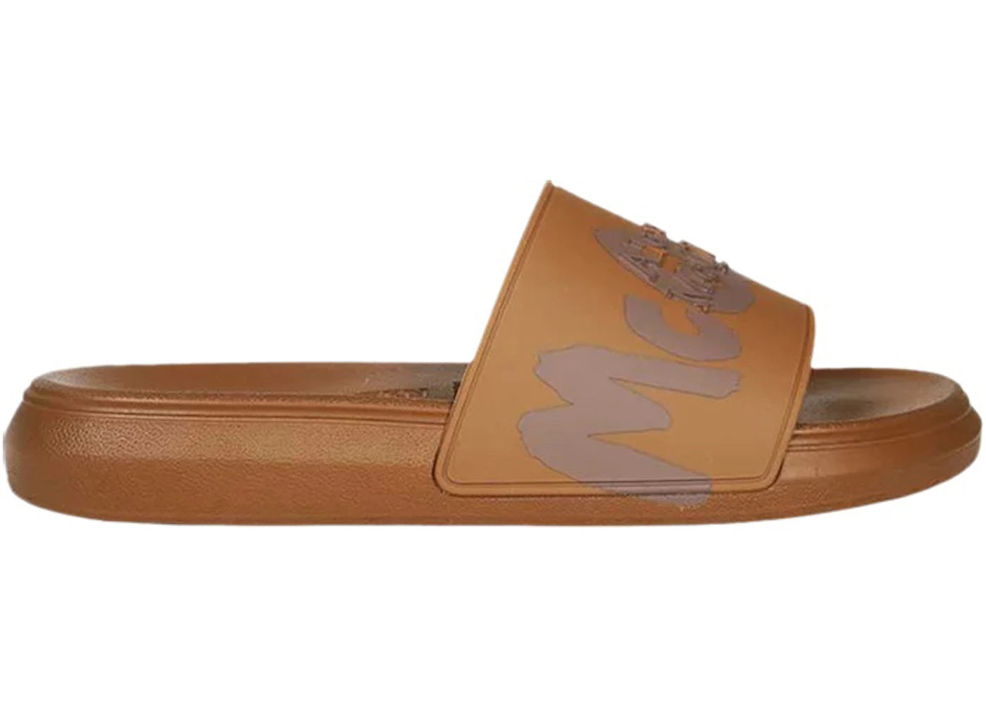 Alexander Mcqueen Pool Slide Graffiti Logo Brown