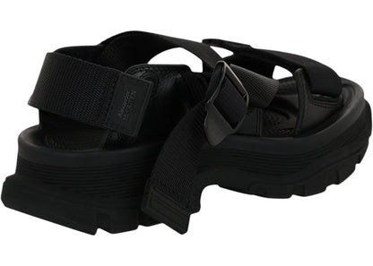 alexander mcqueen tread sandals black black (women's)