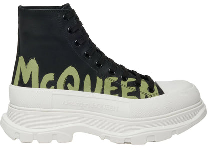 Alexander Mcqueen Tread Slick Boot Graffiti Black Khaki