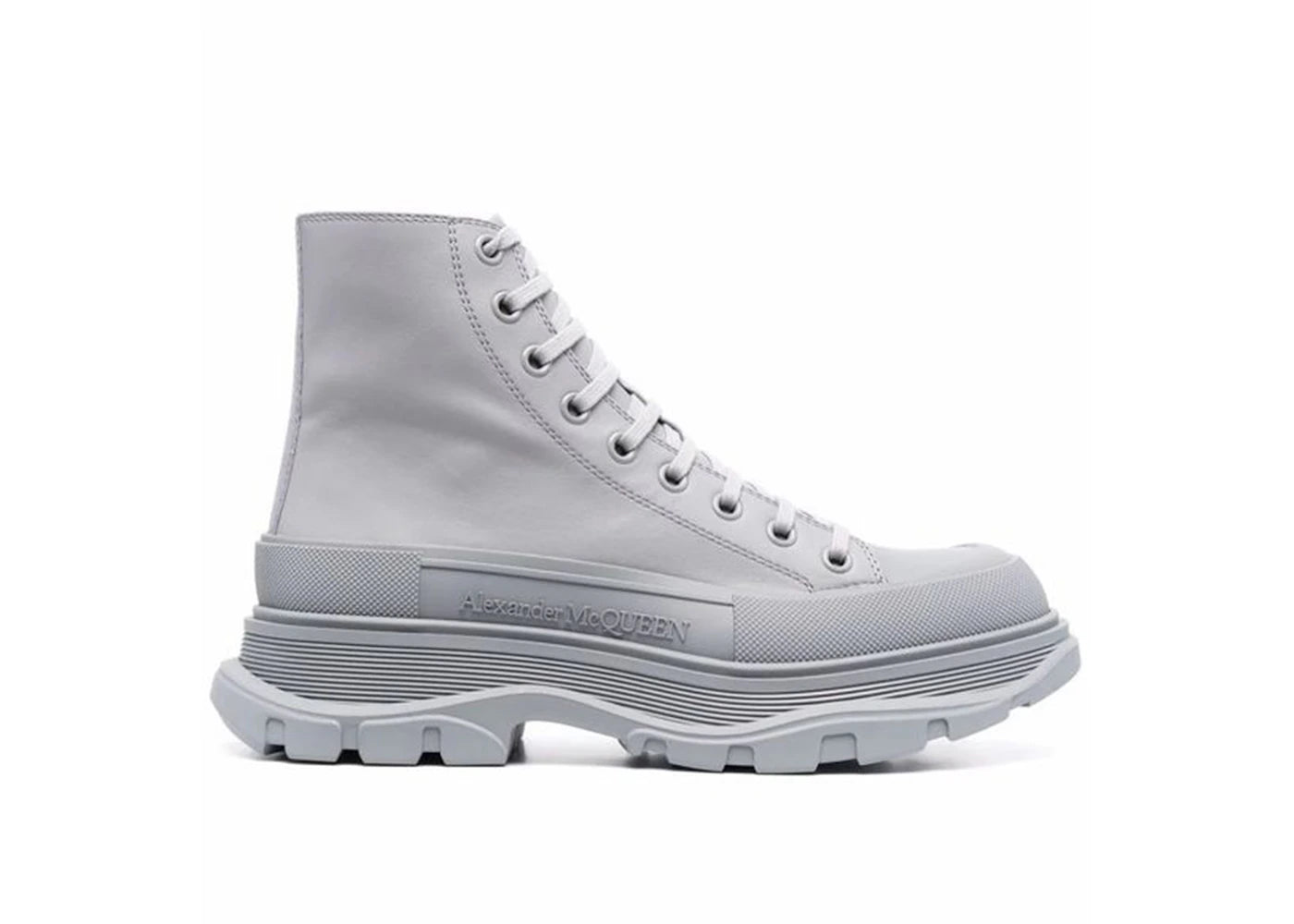 alexander mcqueen tread slick boot gray leather