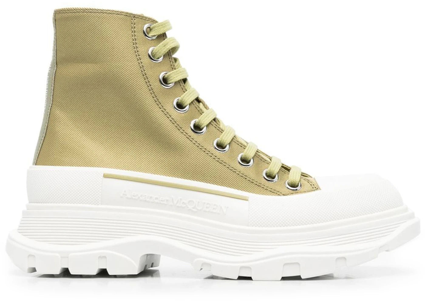 alexander mcqueen tread slick boot khaki white (women's)